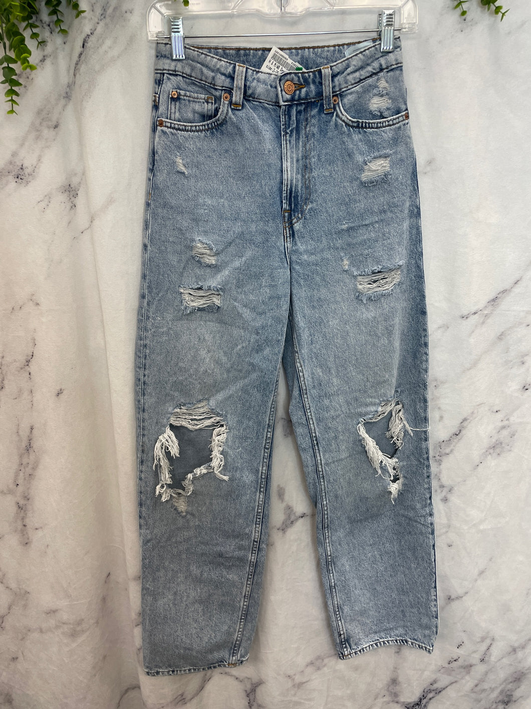 H&M Distressed Straight Leg Jeans- 26