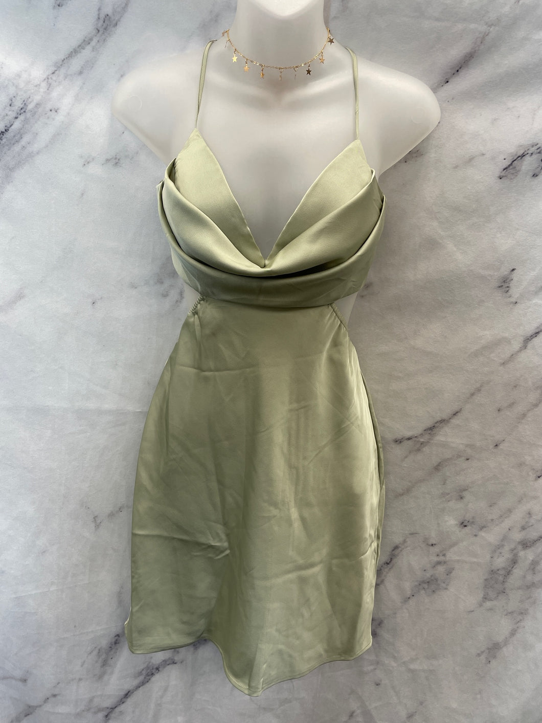 Princess Polly Green Silky Dress NWT- Small