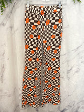 Load image into Gallery viewer, Shein Brown/Orange Printed Flare Pants- Small
