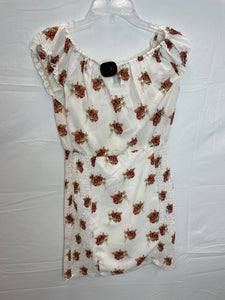 White W/Brown Floral Print Princess Polly Dress- Small