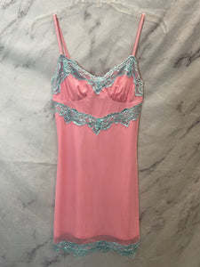 Tiger Mist Pink W/Blue Lace Dress- Medium