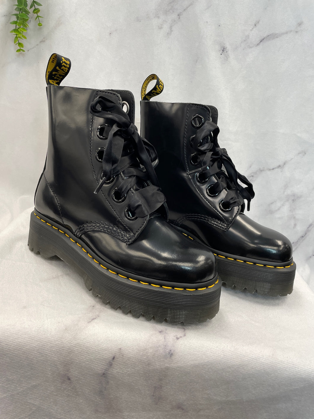 Dr. Marten's Black Platform Combat Boots- W8