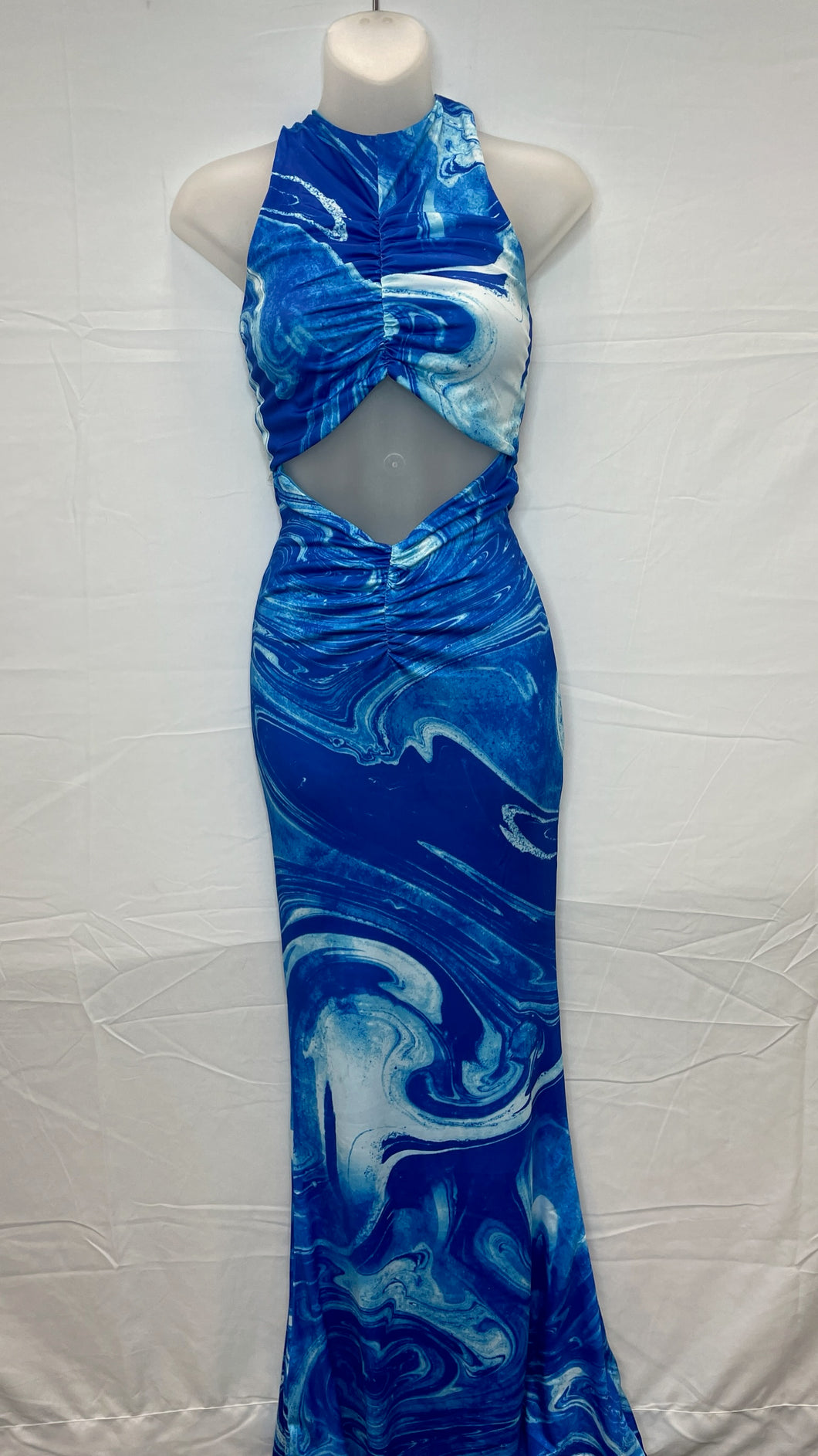 Tiger Mist Blue Marble Long Dress NWT- XXS