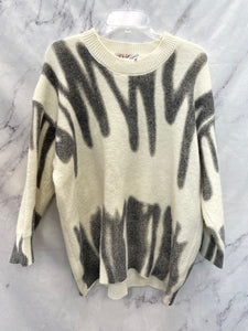 VRG GRL Gray/White Sweater- Small/Medium