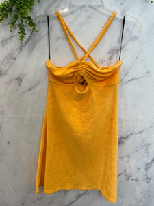 Divided Yellow Terry Cloth Dress- Small