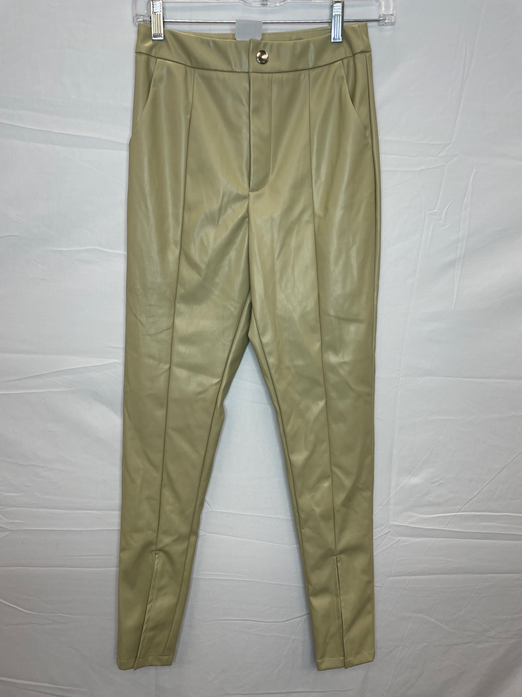 Cream Princess Polly Pleather Pants- 2/XS