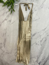 Load image into Gallery viewer, Green/Cream Halter Maxi Dress- Small
