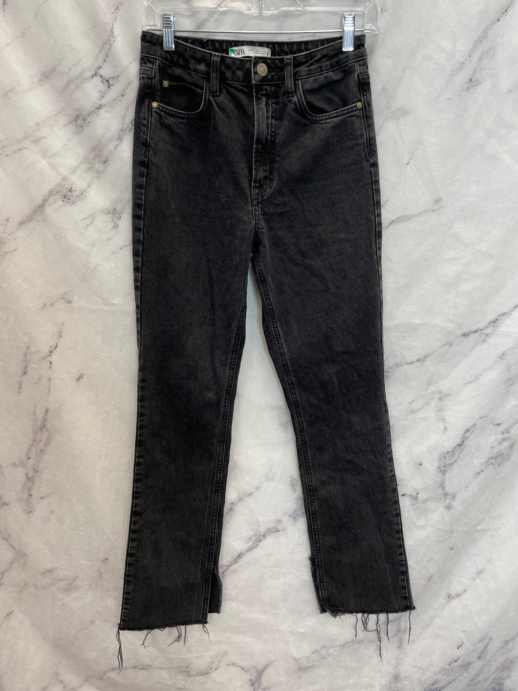 Zara Black Raw Hem Jeans- US4