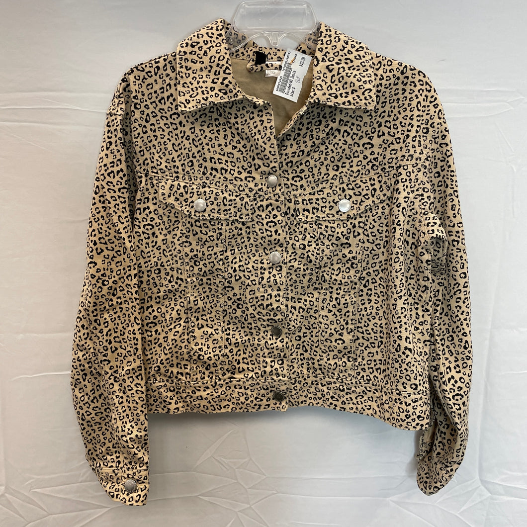 Tan/Black Snake Print Divided Denim Jacket- Small