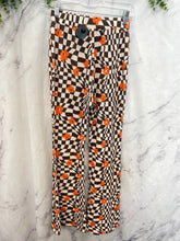 Load image into Gallery viewer, Shein Brown/Orange Printed Flare Pants- Small
