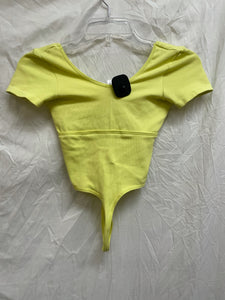 Out From Under Yellow Ribbed Short Sleeve Bodysuit - XS NWT!