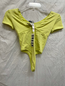 Out From Under Yellow Ribbed Short Sleeve Bodysuit - XS NWT!