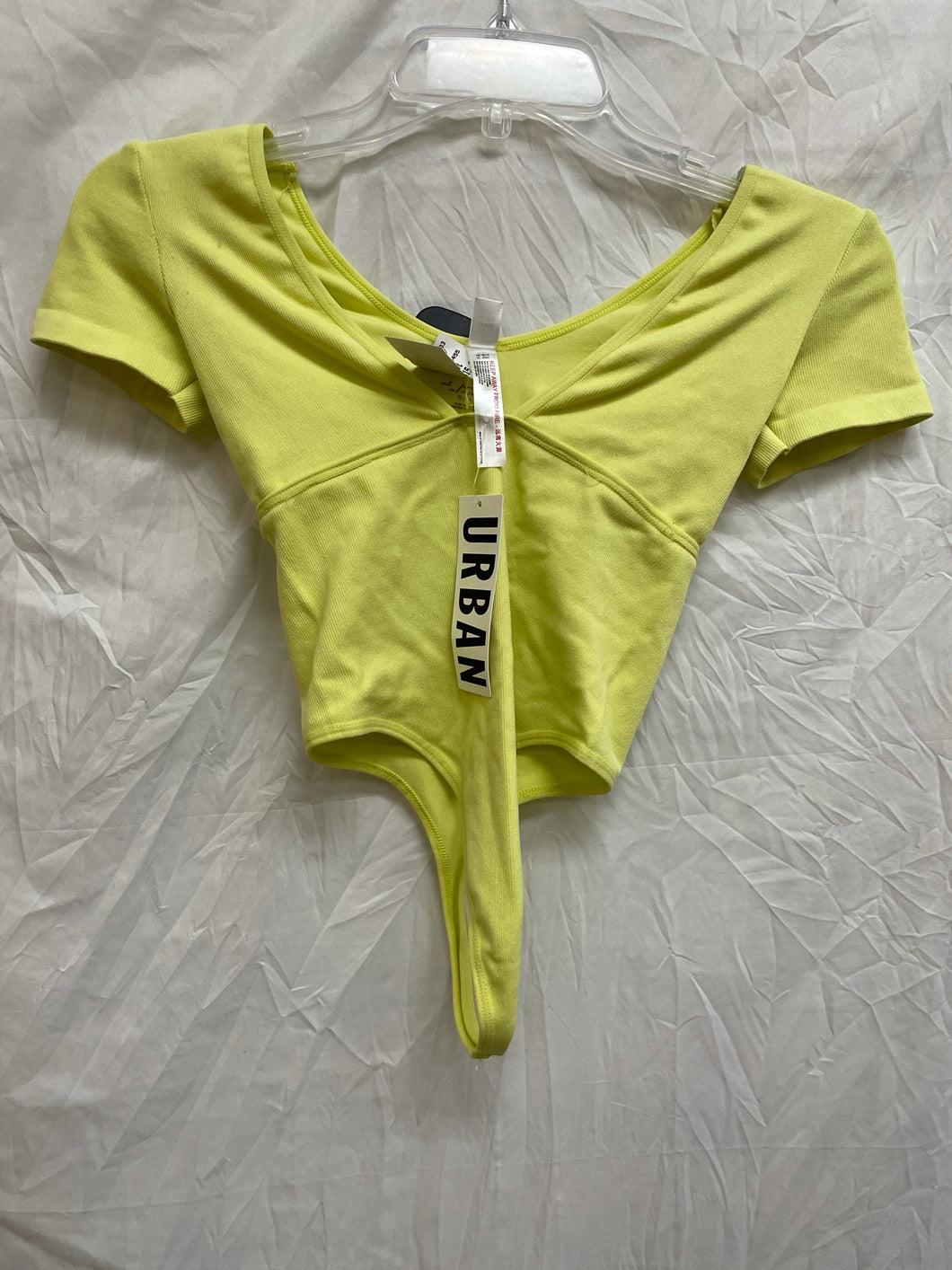 Out From Under Yellow Ribbed Short Sleeve Bodysuit - XS NWT!