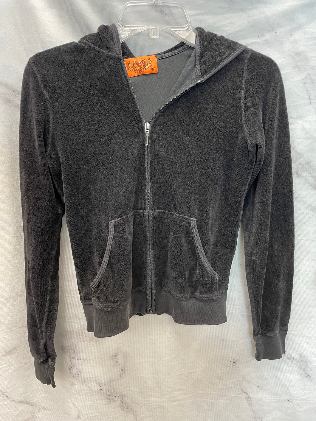 Juicy Couture Black Velour Zip Up Jacket- Small