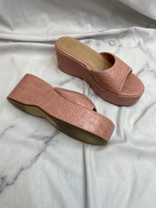 Urban Outfitters Pink Crocodile Print Platform Sandals- 8