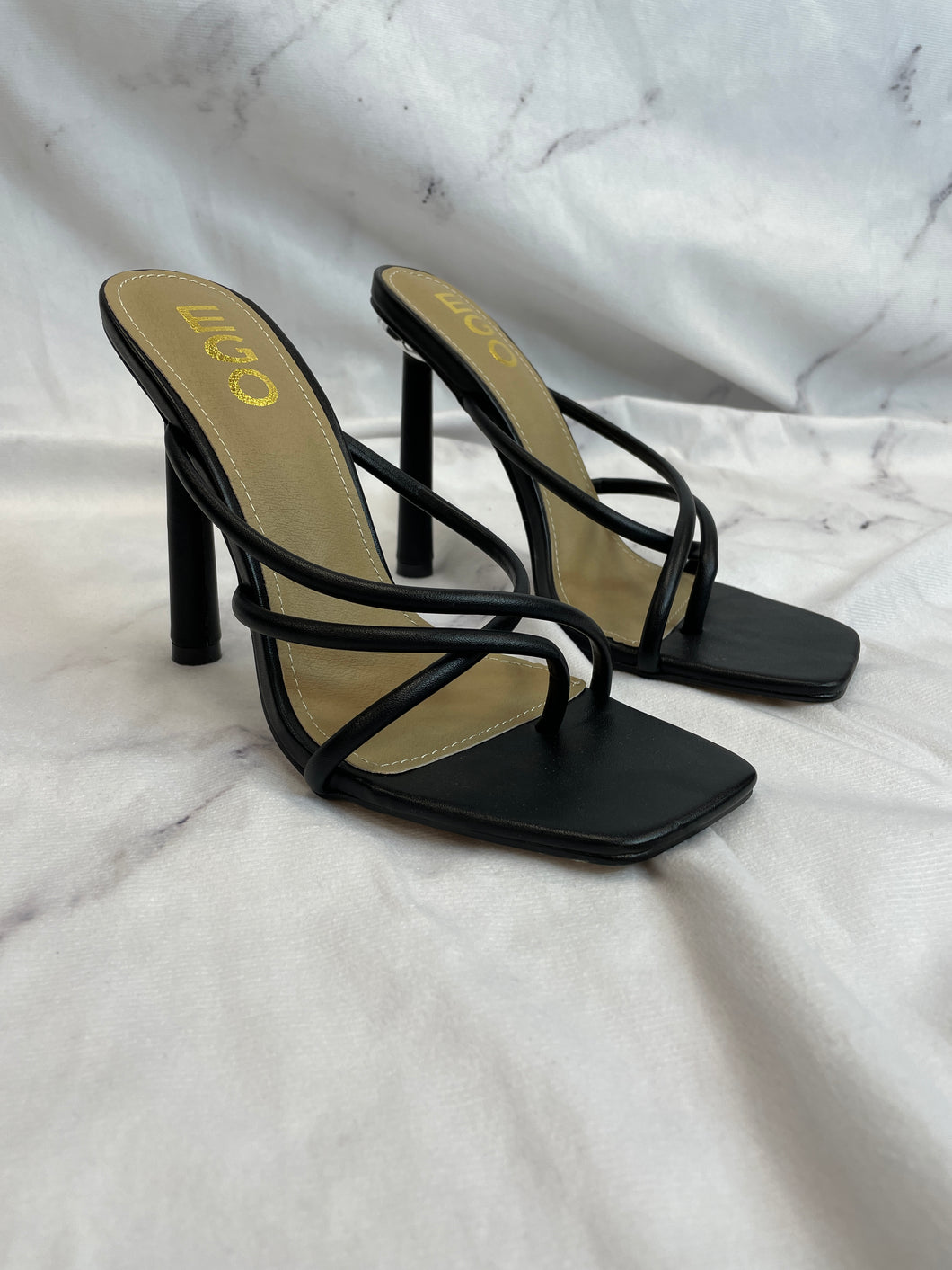 Ego Black Strappy Heels- 6