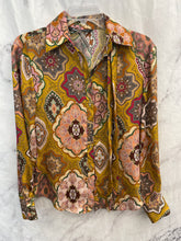 Load image into Gallery viewer, Zara Yellow Floral Print Silk Long Sleeve- XSmall
