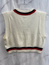 Load image into Gallery viewer, Sunday Best Red/Black/White Cropped Sweater Vest- XSmall
