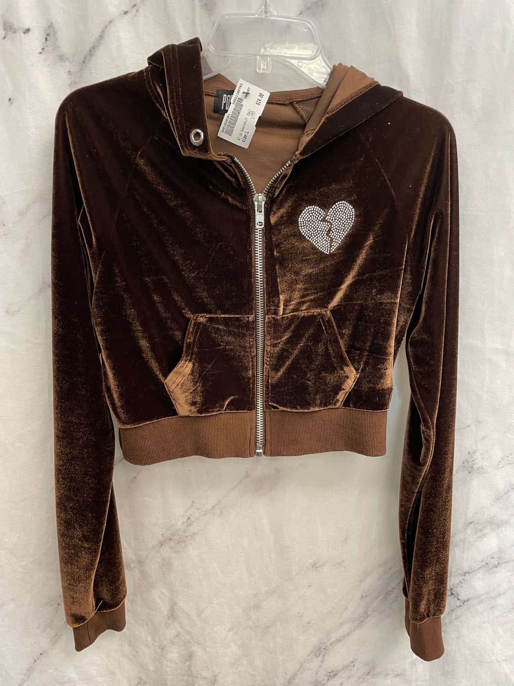 Poster Girl Brown Velour Zip Up (Set)- Large