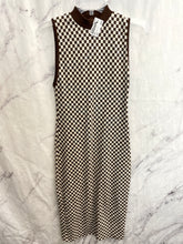 Load image into Gallery viewer, Zara Brown/White Checkered Print Long Dress- Small

