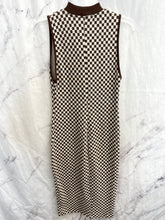 Load image into Gallery viewer, Zara Brown/White Checkered Print Long Dress- Small
